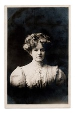 Victorian Edwardian Woman Portrait Real Photo Postcard RPPC Posted 1908 picture