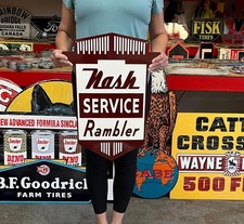 Vintage Style Metal Sign Nash Rambler Service NOT Porcelain 22 x 16 Made USA picture