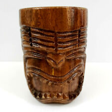 Vintage Tiki Wooden Mug  5” Philippines Hand Carved  picture