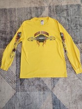 Vtg Harley Davidson Hanes Longsleeve Mens M Yellow Motorcycle Biker Graphic USA picture