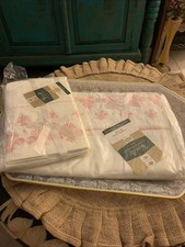 VTG Wamsutta Lustercale Crowning Touch PINK Full Flat Sheet 81x108 & 2 Pillow picture