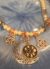 Moon Phase Crescent Celtic Knot Witch Pagan Protection Necklace G23 picture
