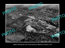OLD LARGE HISTORIC PHOTO AMBLER PENNSYLVANIA, AERIAL VIEW OF TOWN & FACTORY 1937 picture