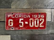 VINTAGE 1936 FLORIDA TAG TRUCK LICENSE PLATE #G 5-002 picture