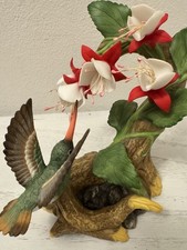Andrea by Sadek porcelain, Hummingbird Figurine, Red And White Flower  picture