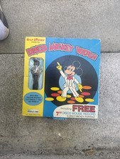 RARE WALT DISNEY DISCO MICKEY WIND UP WATCH BLACK W/ 7” MOUSE RECORD A MUST HAV picture