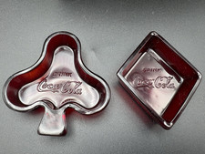 Vintage 1950s Coca Cola Ruby Red Glass Ashtray - Set of 2 - Spade & Diamond picture