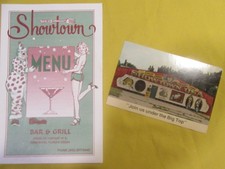 Vintage Showtown Grill Menu + Carnival‑Theme Postcard - Gibsonton Memorabilia picture