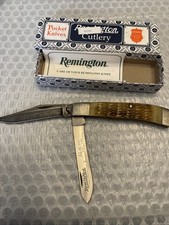 REMINGTON  USA KNIFE RARE DAMASCUS BOARD MEETING AUTOGRAPH BONE TRAPPER 225 ( 9) picture