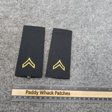 Pair US Army Private PV2 E-2 Rank Epaulet Shoulder Marks Slides Gold Chevron picture