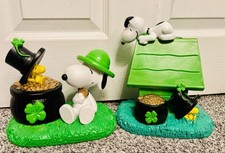 Peanuts Snoopy & Woodstock Irish St. Patrick’s Day Figurine Decor Set Kcare picture