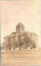 RPPC International Falls MN Court House View Artwork Pasted to Back early 1900s picture