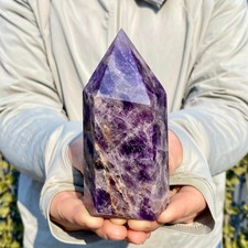 438G Natural Dream Amethyst Crystal Column Magic Wand Obelisk Point Healing picture