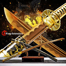 All Gold 1095 Steel Functional Sword Battle Ready Sharp Japanese Samurai Katana picture