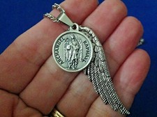 ARCHANGEL St RAPHAEL Saint Medal NECKLACE Pendant Angel Wing PRAYER G3 27