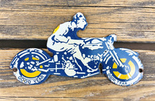 VINTAGE GOOD YEAR TIRES SALES & SERVICE MOTORCYCLE PORCELAIN GASOLINE GAS SIGN picture