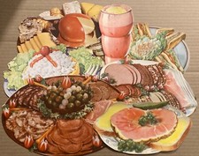 Vintage Die-Cut Diner Sign Lot of Six (6) - Deli Trays of Meat, Sandwich's-NOS picture