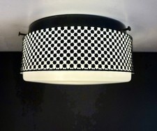 Vintage 1950s 1960s Mid Century Modern Flush VIRDEN Ceiling Light Black & White picture