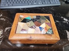 Vintage Italian Leather & Marble Semi Precious Stone Specimen Vanity Box - NICE picture