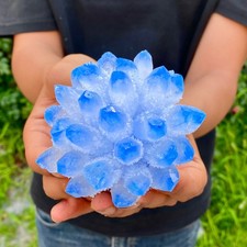 438G  Newly discovered blue crystal cluster flower shaped mineral specimen picture