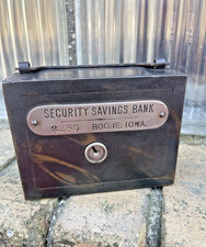 Vintage 1900 Boone IA Japan Flash Strong Box Still Bank Faux Copper WF Burns W picture