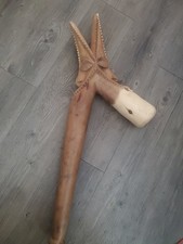 Antique Wood Carved Ceremonial Traditional Vanuatu Pig-Killing Hammer Club 27