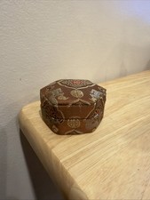 Vintage Asian Chinese Oriental Silk Covered Trinket Jewelry Box picture