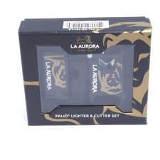 Cigar Cutter and Lighter Set La Aurora Black and Gold picture