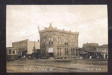 REAL PHOTO COLUMBUS KANSAS DOWNTOWN STREET SCENE CORNER POSTCARD COPY picture