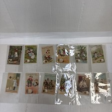 J. & P. Coats Victorian Multicolor Thread Trade Cards 1887 Lot of 12 picture