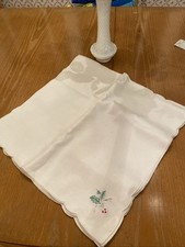 12pc Hand Made Embroidered Battenburg  Holly Christmas Napkins NWT VTG picture