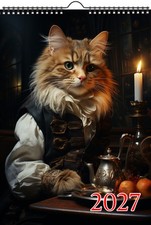 2027 Wall Calendar ~ Smart Victorian Cats in Waistcoats at Extravagant Dinner picture