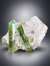 Natural Green Tourmaline crystal on matrix specimen from Afghanistan picture