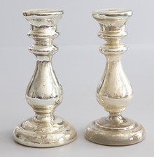 Pair of Antique 19th Century French Silvered Mercury Candlesticks Candle Holders picture