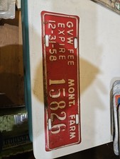 1958 Gross Vehicle Weight Fee Montana Farm License Plate 15826 12