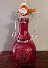 Vintage Benjamin Arthur 2L Ruby Red Glass Beer Growler Run Of The Mill Maine picture