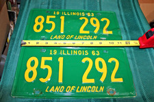 BEAUTIFUL METAL PAIR  ILLINOIS LICENSE PLATES  1963 851 292 picture