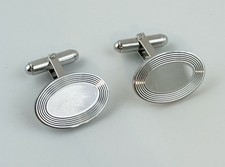 WEH Walter Hayward Sterling Silver Oval Cufflinks Engine Turned 8g Vintage picture