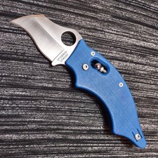 🔥🔵Rare Spyderco Dodo Blue G-10 CPM S30V Plain Edge Hawkbill Ball Lock 2004  picture