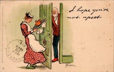 Raphael Tuck 643.V Thackeray Maid Drops Tray 1903 Bangor Maine Postcard picture