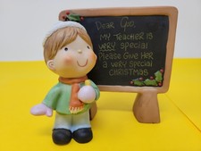 Vintage 1983 Enesco Dear God Kids Teacher Christmas Holiday Ceramic Figure RARE  picture
