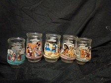 Vintage Welch's Disney Jelly Jar Glasses Lot of 5 Mickey Minnie Goofy Donald picture