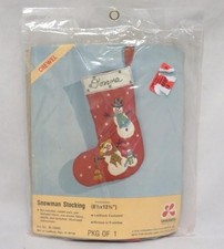 Vintage 1976 Lee Wards Snowman Stocking Kit Christmas 35-70595 Crewel Felt NEW picture