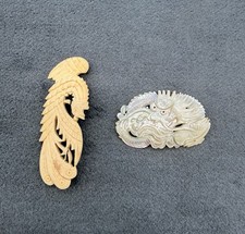 Vintage Carved Mother of Pearl Dragon Design And Hand Carved Phoenix picture