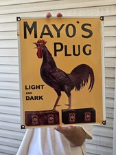 VINTAGE MAYO'S PLUG TOBACCO PORCELAIN SIGN 16