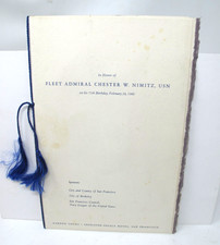 1960 Fleet Admiral Chester W. Nimitz Birthday Program 75th Sheraton Palace SF picture