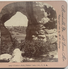 Phoebe's Arch, Palmer Lake, Colorado, USA Keystone View 1896 Stereoview Card picture