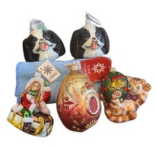 Vintage Lot Of 5 Slavic Treasures Mouth Blown Glass Christmas Ornaments picture