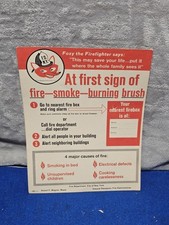 Vintage 1964 FDNY Foxy the Firefighter NYC Fire Safety Poster Robert Wagner picture
