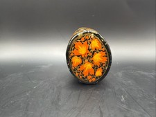 VTG Oval Paper Mache Or Wood & Lacquer Trinket Box yellow, And Orange And Black picture